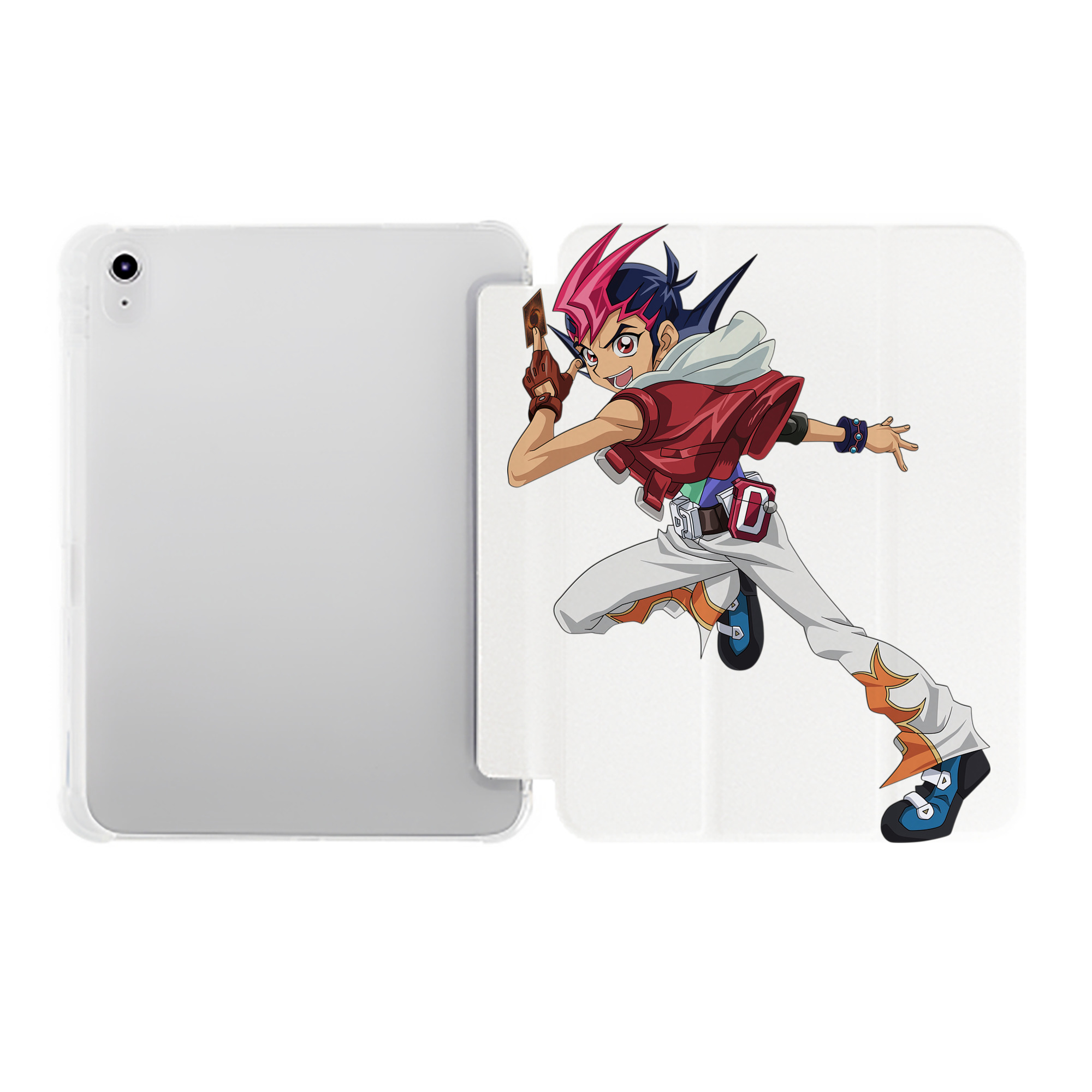 （画像用） 遊☆戯☆王 Yu-Gi-Oh! IPad ケース ペン収納付き 三つ折りスタンド PUレザー×シリコン 対応機種9.5/10.5/10.9インチ